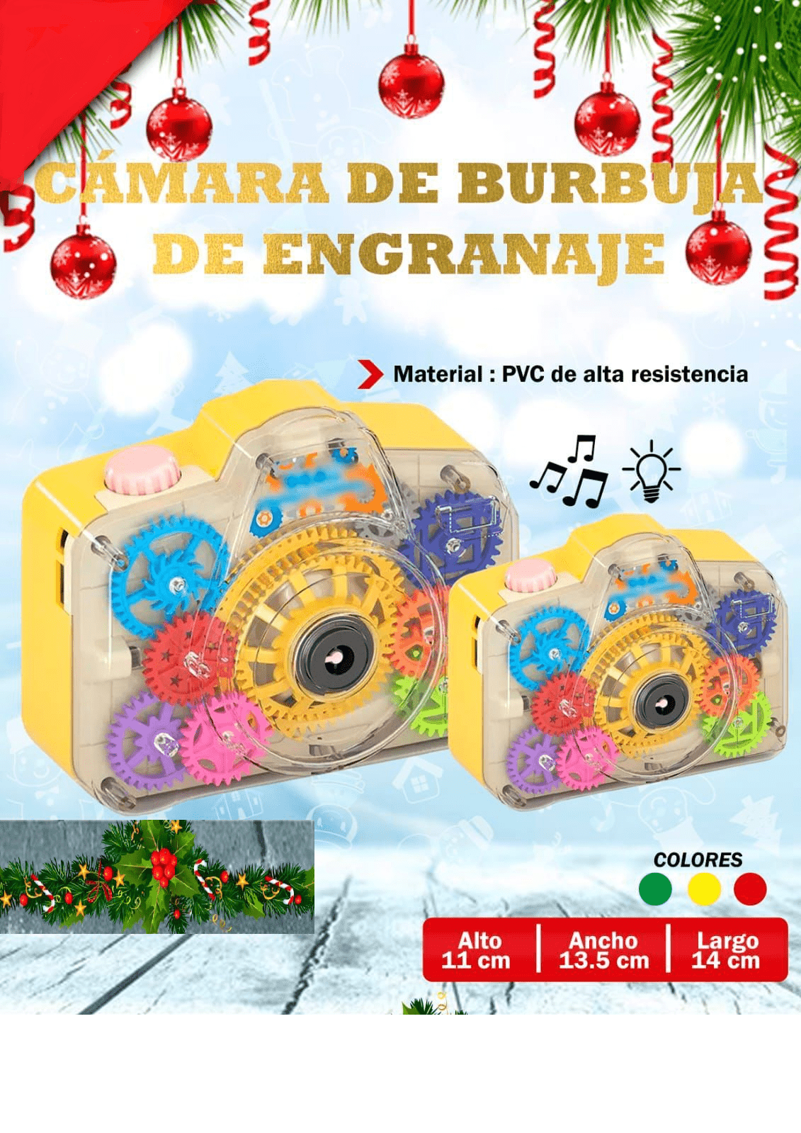 CAMARA DE BURBUJAS MUSICAL Y ENGRANAJES ENVIO GRATIS